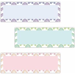 30 PCS Boho Name Plates Tags ، Boho Rainbow Artivabets and Numbers Standsive Name Assive for student
