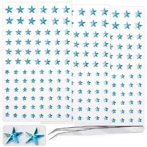 3 Sheets Face Gems, Star Festival Jewels Self Adhesive Face Jewels Hair Gems Eye Jewels Rhinestones, Rave Accessories Face Glitter, Rhinestone Stickers, Eye, Makeup for Kids, Women (01.Silver)