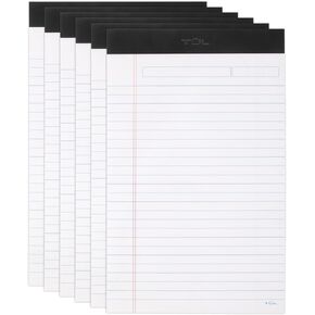 TUL® Writing Pads, Junior Size, Narrow Rule, 50 Sheets Per Pad, White, Pack Of 6 Pads