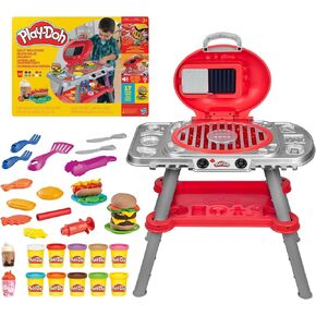 Play-Doh Sizzlin' Grill Playset with Lights & Sounds, 17 Accessories, BBQ Toys for Boys & Girls 3+, Play Food Arts & Crafts, Red