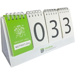 Perpetual Countdown Calendar, Days Left Tracker for Holidays, Birthdays, Anniversaries, Vacation, Goals - fully reversible - perpetual daily calendar on back side of the countdown calendar.