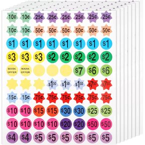 Removable Garage Sale Stickers, 1920 Pcs Pre-Printed Yard Sale Price Stickers, 3/4" Round Bright Colors Label for Yard Sales, Flea Markets, County Fairs & Retail Use(Colorful)