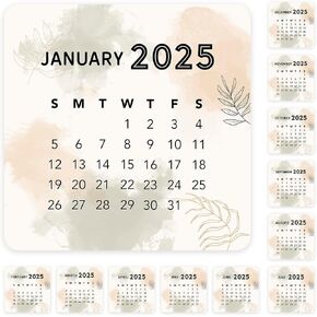 Andaz Press Small Month Stickers, Boho Colors Mini Square Monthly Stickers for Planners, 24 Mini 2025 Calendar Month Planner Stickers, 12 Mini 2026 Calendar Stickers & 4 Note Journaling Stickers