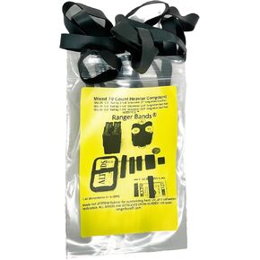 Ranger Bands® Mixed 70 Count Heavier Compound Made From EPDM Rubber for Emergency Tinder, Survival and Strapping Gear Made In The USA Tactical Rubber Bands, Heavy Duty Rubber Bands Black.