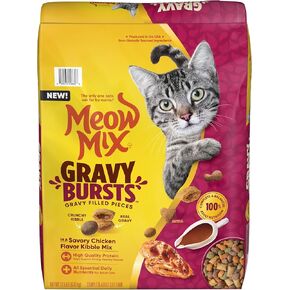 Meow Mix Gravy Bursts Savory Chicken Flavor Mix with Gravy Filled Pieces, Dry Cat Food, 13.5 Pound Bag