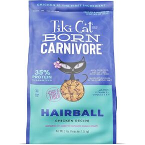 Tiki Cat Born Carnivore Dry Cat Food, Hairball Control, Chicken, 3 lbs. Bag