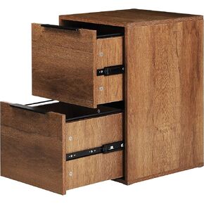 LUCYPAL 2 Drawer File Cabinet,Wood File Cabinets with Hanging Bars for Letter Size,Filing Cabinets for Home Office,Small Filing Cabinet for Office,Brown