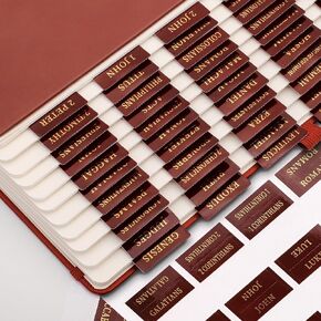 RETTACY Bible Tabs, for Women & Men, 66 Tabs for Old & New Testament, Additional 18 Tabs for Apocrypha, Bible Study Supplies & Christian Gifts (Brown)
