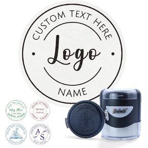 Custom Stamps Self-Inking, Personalized Business Logo Text Stamp, Customized Stamp for Book, Address, Teacher, Office | Ex libris | Round 1.65" - 5 Ink Color