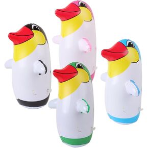 4 Pack 13.8" Inflatable Penguin Punching Bag, Random Color Already Filled with Sand Blow Up Bag Birthday Party Supplies