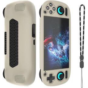 for Retroid Pocket 5 Case, Silicone Cover Shell Anti-Slip, Shock Proof, Soft Protective for Retroid Pocket 5 Retro Handheld Game Console Accessories with Lanyard - Grey