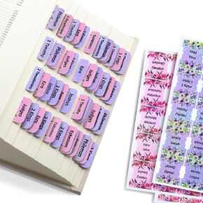 Laminated Bible Tabs, 160 Tabs Large Flowers Print Stickers Dividers Tabs for Women Men, Easy Navigation for Study Bible Tabs, Bible Index Tabs