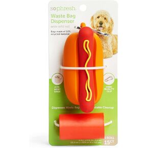So Phresh Hot Dog Waste Bag Dispenser with 15 Refills for Dogs