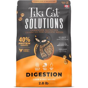 Tiki Cat Solutions Dry Cat Food, Digestion, Lamb & Egg, 2.8 lbs. Bag