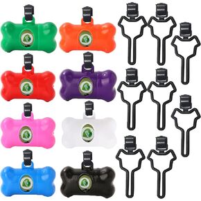 8 Pack Dog Poop Bag Dispenser Include 8 Rolls (120 Bags) Leak-Proof Doggie Pet Waste Bags & 8 Pack Poop Bag Holders(Random Color)