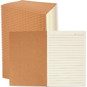50 Pack A5 Kraft Paper Notebooks Lined Journal Notebook Kraft Journals Bulk for Students Teachers Doctors Office Writing Sketch Notepad Supplies, 60 Pages 30 Sheets