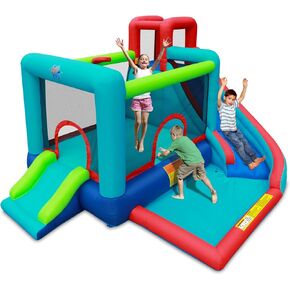 Action Air Bounce House - Inflatable Bouncing House with Blower for Indoor & Outdoor - Jump Bouncy Castle with Slide - Big Bouncy Area, Love for Kids