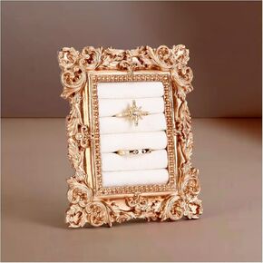 Vintage Ring Display Stand - Gold Velvet Ring Holder Baroque Ring Organizer Engagement Wedding Decor for Jewelry Lover