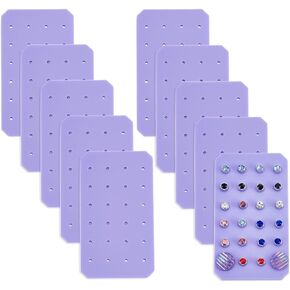 OLYCRAFT 10pcs محمولة أكريليك حلق منظم 24 ثقوب الحرك الأكريليك الأرجواني حاملي أحواض الأقراط 3.5 × 2 بوصة مسمار شاشة عرض معلقة منظم المجوهرات للأقراط تخزين المجوهرات