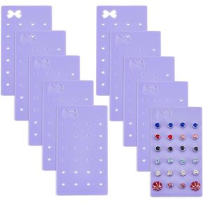 OLYCRAFT 10pcs محمولة أكريليك حلق منظم 24 ثقوب الحرك الأكريليك الأرجواني حاملي أحواض الأقراط 3.5 × 2 بوصة مسمار شاشة عرض معلقة منظم المجوهرات للأقراط تخزين المجوهرات in Kuwait
