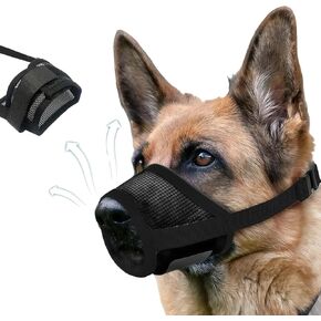 Dog Muzzle，Soft Air Mesh Muzzle - Anti-Bite, Anti-Bark, Anti-Chewing, Suitable for Small to Large Dogs, Breathable for Drinking, Adjustable, Suitable for German Shepherd, Husky, Labrador (M)