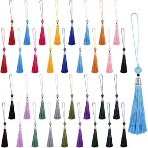 Framendino, 34 Pack Mini Tassels Charms Pendants Decorations for Bookmark Earring Keychain DIY Crafts 17 Colors