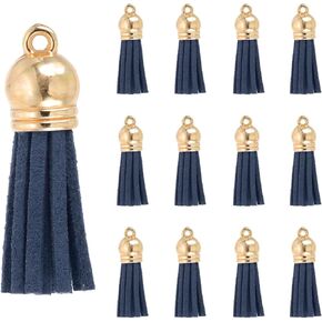 PATIKIL 1.5 Inch Leather Tassels, 30 Pcs Faux Leather Suede Tassel Keychain Charm Bulk with Gold Cap for DIY Craft Decor Handbags Bracelets Keyring Jewelry Making, Orange
