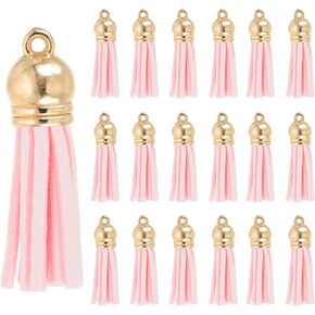 PATIKIL 1.5 Inch Leather Tassels, 100 Pcs Faux Leather Suede Tassel Keychain Charm Bulk with Gold Cap for DIY Craft Decor Handbags Bracelets Keyring Jewelry Making, Violet