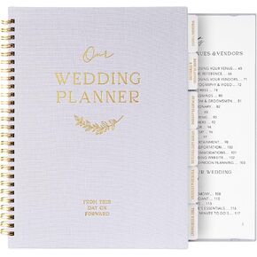 كتاب Wedding Planner Book and Organizer for Bride-Bridal Planner Notebook مع علامات تبويب ، قائمة مرجعية وتقويم لمدة 18 شهرًا-هدية المشاركة للنساء ، مجلة منظم الزفاف (Gray)