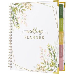 Wedding Planner Book And Organizer - Elegant Floral Design Countdown Calendar, Wedding Planner For Bride, Portable Wedding Planner Book, Keep Everything Organized, Easy Planning