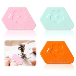 4Pcs Magnetic Seam Guide for Sewing Machine Upgraded Multifunctional Polygonal Strong Magnet Seam Hemmer Guide with Scale, Universal Sewing Supplies and Accessories (Pink Green Orange)