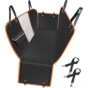 All-in-One Dog Car Back Seat Cover – Waterproof Hammock with Side Flaps, 600D Heavy Duty & Scratch-Proof | Nonslip for Cars, Trucks, SUVs | Trusted Black/Orange Protection
