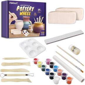REALART 16PCS Clay Kit for Adults Pottery Air Dry Clay Kit with Sculpting Tools Paint Brushes and So On