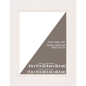 12" x 16" White Double Mat with 9" x 12" Opening By Studio Décor - Acid Free Mat For Pictures and Framing, Horizontal or Vertical Display - 1 Pack