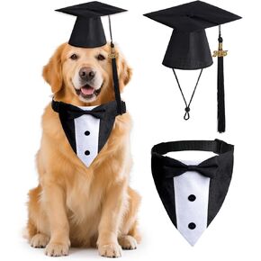 2025 Dog Graduation Cap and Gown with 2025 Gold Tassel for Small Medium Large Dogs Cats Party Dress Costume Accessory