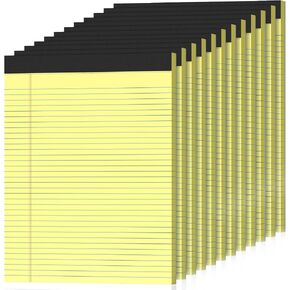 12 Pack Legal Pads 8.5" x 11" College Ruled Yellow Note Pads 8.5 x 11 Inch Micro-Perforated Notepad 600 Sheets in Total Lined Writing Paper Notebook for Office, School Supplies & To-Do Lists