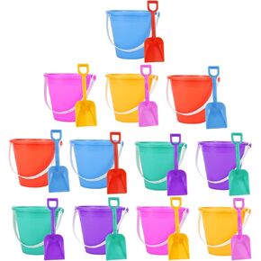 Holady 12 Pack 5'' Inch Sand Beach Buckets Pail with Beach Shovels,Sand Bucket Water Bucket for Beach Fun Great Summer Party Accessory
