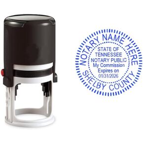 Round Notary Stamp for State of Tennessee | Self Inking Unit - Black R-542 with Standard Body (Blue Ink)