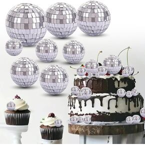 10 pcs Disco Ball Cake toppers Happy Birthday Cake Topper 1970s Disco Ball Cake Picks Disco 70s Party Decorations Disco Party Decorations