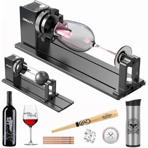 Creality Laser Rotary Roller Pro, Laser Rotary Roller 3 in 1 Multi-Function Engraving Accessories for Laser Engraver, Jaw Chuck Rotary for Engraving Cylindrical Objects, Wine Glass, Baseball Bat, Ring