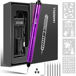 HARDELL Engraving Pen, 37000RPM Portable Engraver Tool with USB Rechargeable, Professional Mini Rotary Engraver for Jewelry Wood Glass Stone Carving（Purple）