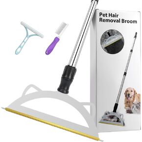 Pet Hair Remover Set 49"Adjustable Long Handle Advanced Pet Hair Removal Tool Reusable Dog Cat Hair Remover,Pet Hair Removal Broom,Embedded Fur Removal from Low Pile Rugs Stairs