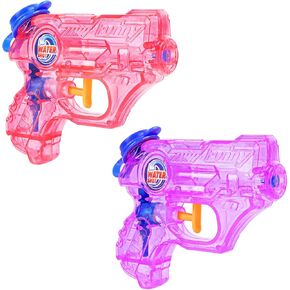 مسدس مياه مائي للأطفال 2 عبوة مدفع مدافع صغيرة مسدس مياه مياه صغيرة من ألعاب Blaster للسباحة الشاطئية في الهواء الطلق لعبة الصيف الحفل الأرجواني ، الوردي