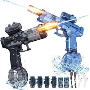 2 Pack Electric Water Guns with Lights, Full Auto, 32 FT Range Squirt Guns, High - Power Blasters for Summer Fun, Perfect Outdoor & Pool Water Toys for Adults & Kids