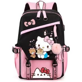 Fashion Trend Backpack Anime Cosplay Laptop Backpack With USB and Cute Cartoon Pattern (pink 1) (pink 1)