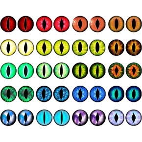 Bcxfbxd 40Pcs 25mm Dragon Eyes Glass Mixed Style Flatback Dome Cat Eyes for Clay Doll Jewelry Making Craft DIY