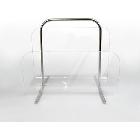 Acrylic Book Stand, Clear Magazine Rack, Book Holder Organizer with Metal Stand, Crystal Display Storage