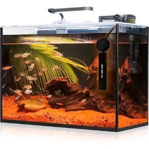 3 Gallon Fish Tank Aquarium Starter Kit, Including HD Float Glass Small Fish Bowl, Filter, Self-Cleaning Filter, Light, Rocks, Gravel, Plants, Cleaning Tool Set.Beginner's Gift for Betta, Guppy