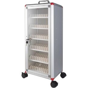 Cell Phone Storage Box 48/60/72 Slots Aluminum Alloy Phone Locker Box Mobile Phone Storage Cabinet with Wheels for School and Office Ideal(72)