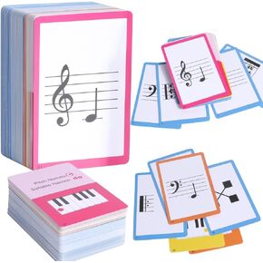 104 Piano Music Flash Cards - رموز الموسيقى الأساسية ، تدوين الموظفين ، أسماء الملعب/المقطع ، وضع لوحة المفاتيح ، بطاقات تعليمية مسطحة/حادة للمبتدئين والمهنيين